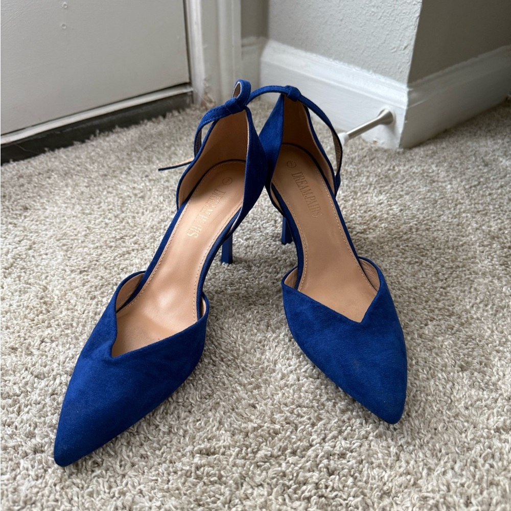 Zara Deep Blue Suede Heels